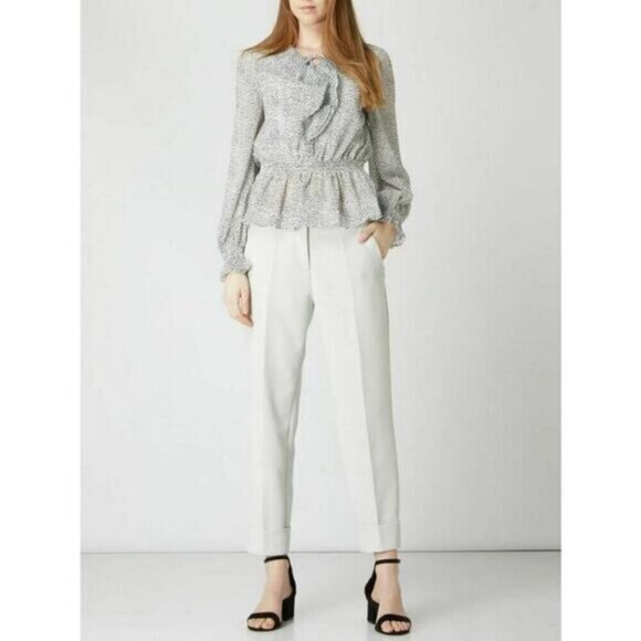 TED BAKER Alyanna Peplum Ruffle Patterned Top Size 4 - Picture 4 of 11